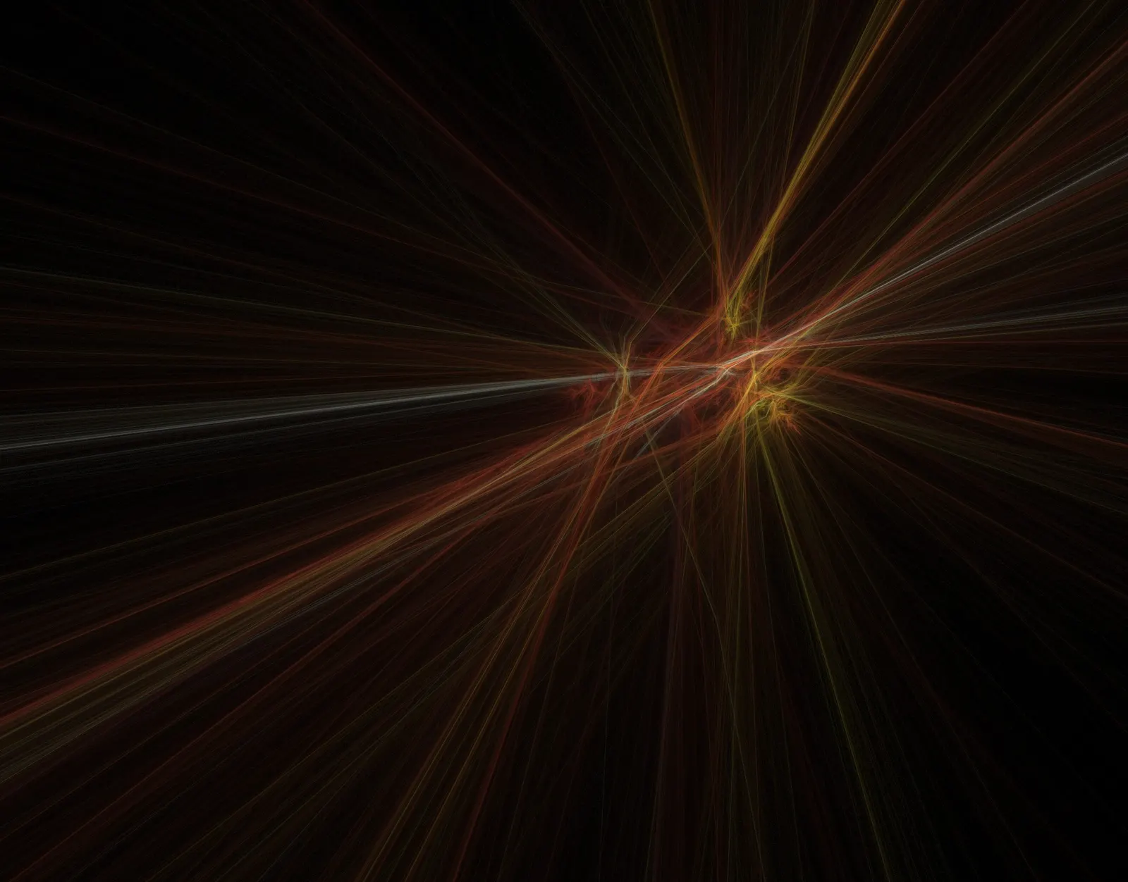 Abstract orange and yellow light rays radiating across a black background