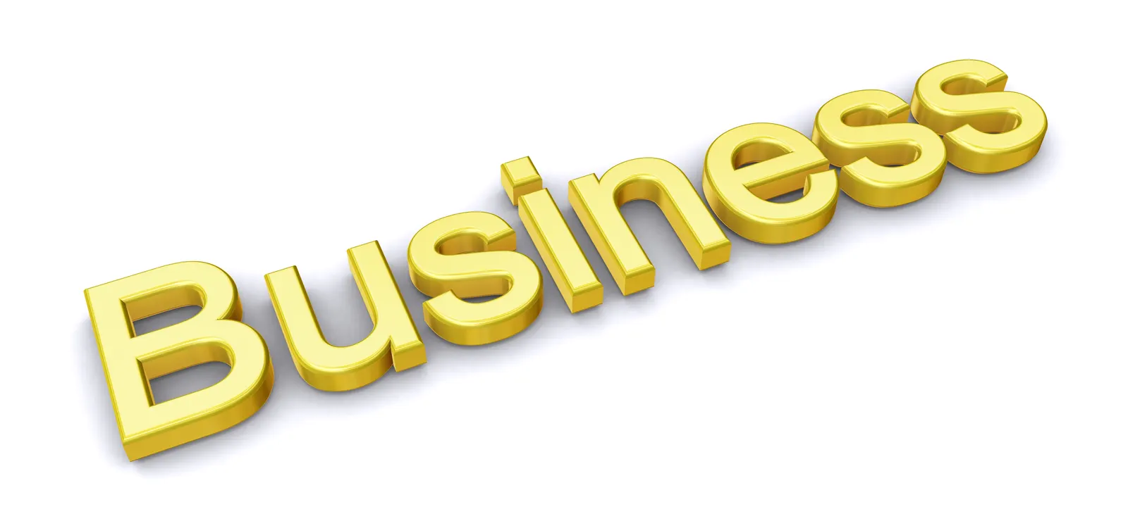 The word Business in shiny gold 3D letters on a white background