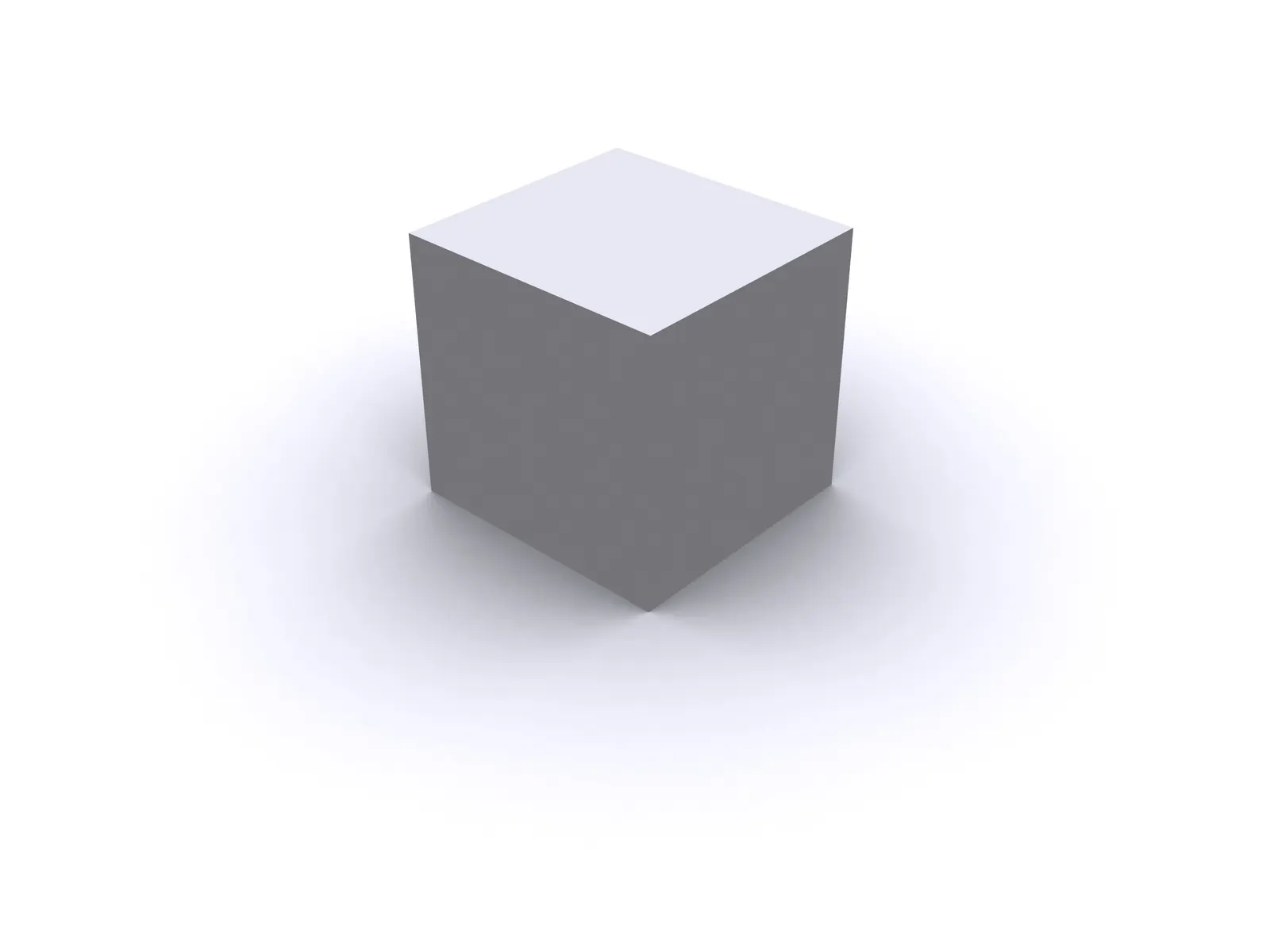 Simple grey 3D cube with soft shadow on a white background
