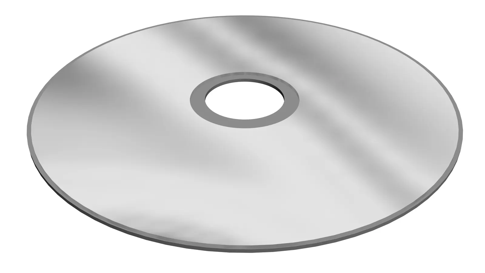 Silver 3D rendered CD-ROM disc with a central hole on a white background