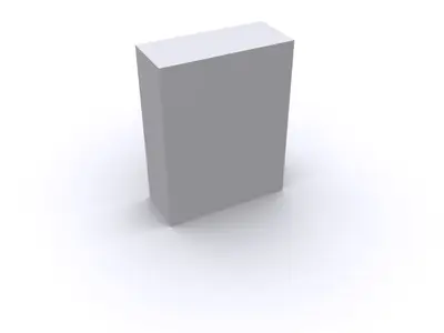 Plain grey 3D rendered rectangular box on a white background with soft shadow