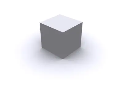Simple grey 3D cube with soft shadow on a white background