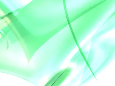 Abstract mint green translucent shapes flowing across a white background